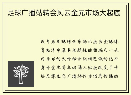 足球广播站转会风云金元市场大起底